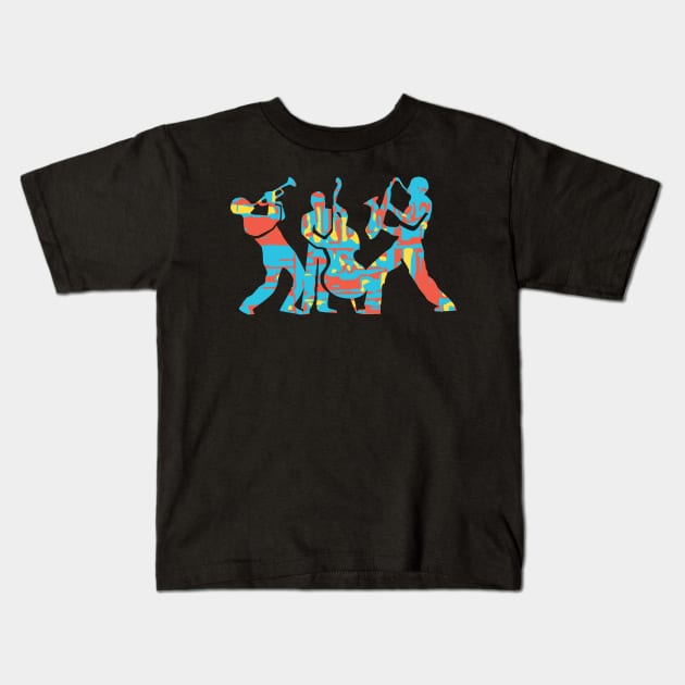 Modern Colorful Jazz Trio Kids T-Shirt by jazzworldquest